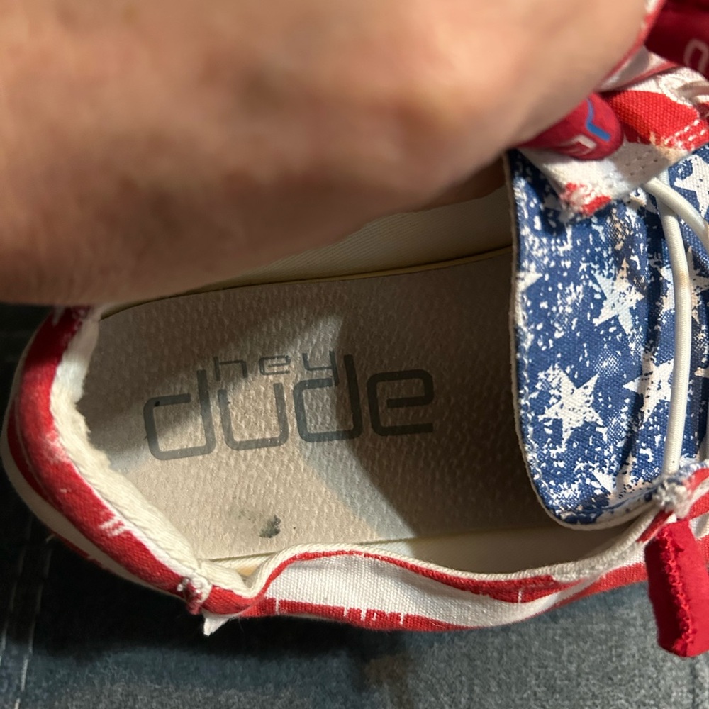 Hey Dude Women's Americana Star & Stripe Slip-On Loafers in Red, White & Blue - Picture 3 of 7